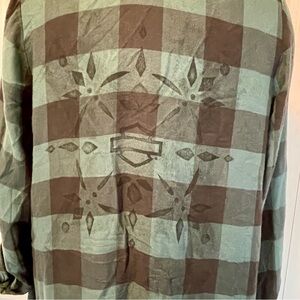 Athletic Harley Davidson plaid fringed waterfall shawl wrap jacket OS